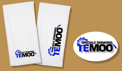 voorbeeld drukken handdoeken wit logo Temoo